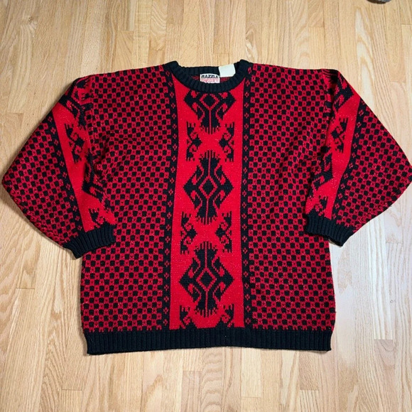 Vintage Razzle Dazzle 90's Knit Oversized Sweater (Ugly Christmas Sweater?) - Picture 1 of 6